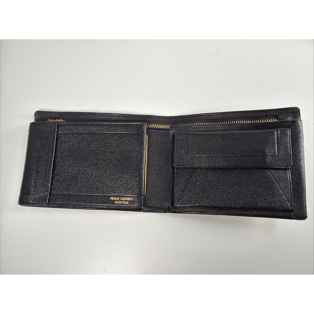 NWOT DEADSTOCK Vintage 60s Prince Gardner Registrar Black Leather Bifold Wallet